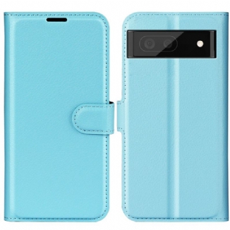 Capa Flip Para Google Pixel 6A Estilo Clássico De Couro