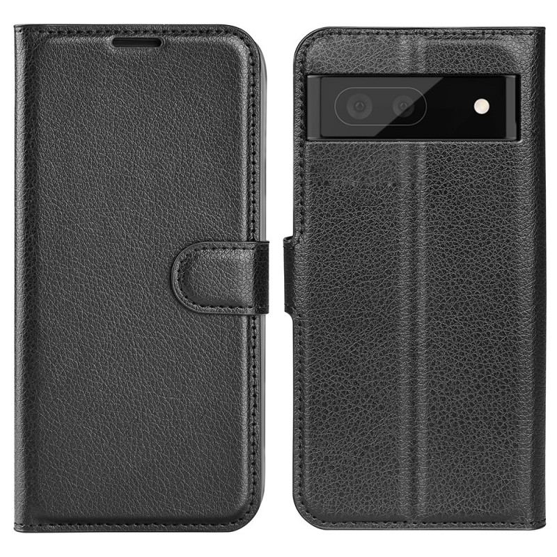 Capa Flip Para Google Pixel 6A Estilo Clássico De Couro