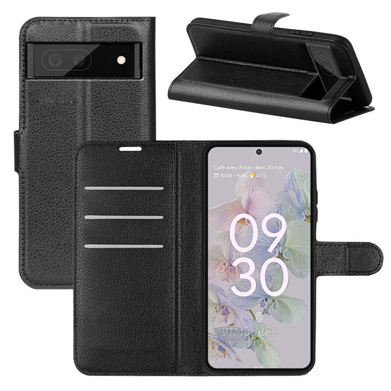 Capa Flip Para Google Pixel 6A Estilo Clássico De Couro