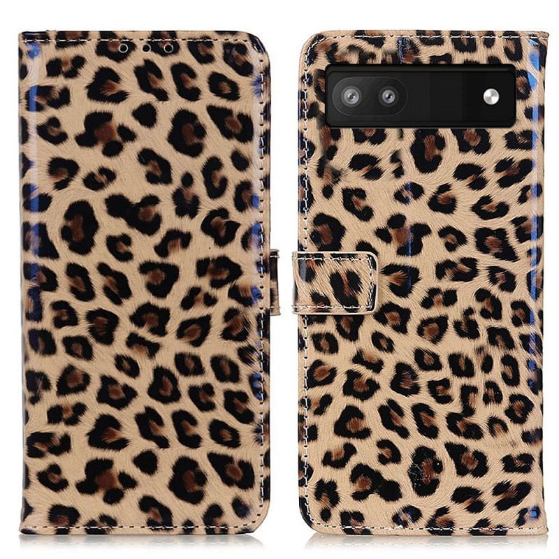 Capa Flip Para Google Pixel 6A Estilo De Pele De Leopardo