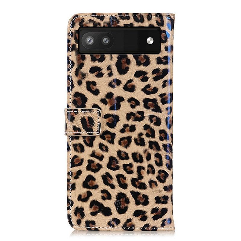 Capa Flip Para Google Pixel 6A Estilo De Pele De Leopardo