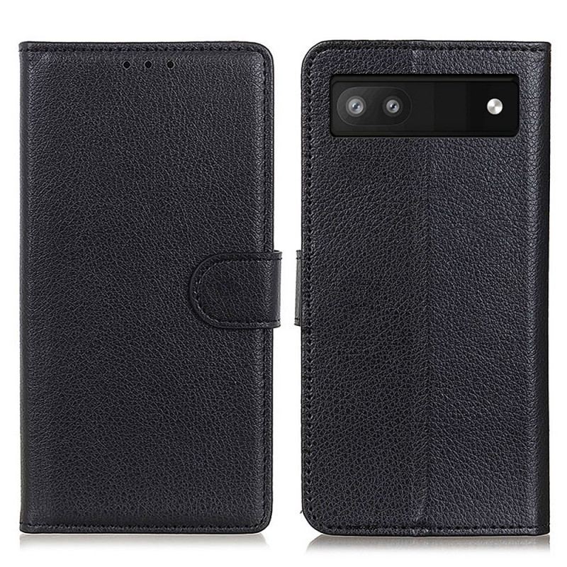 Capa Flip Para Google Pixel 6A Estilo Tradicional De Couro Lichia