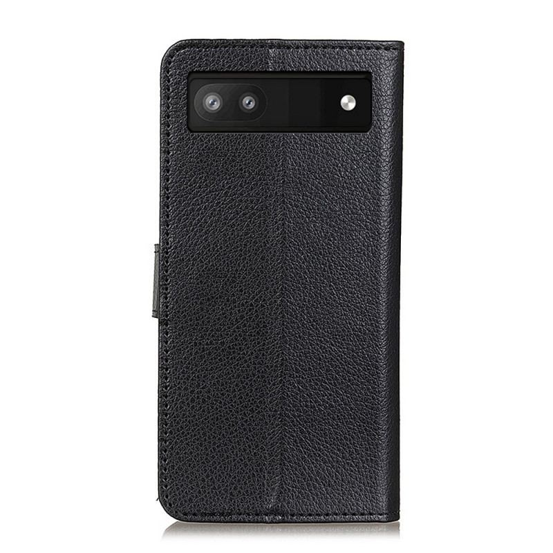 Capa Flip Para Google Pixel 6A Estilo Tradicional De Couro Lichia