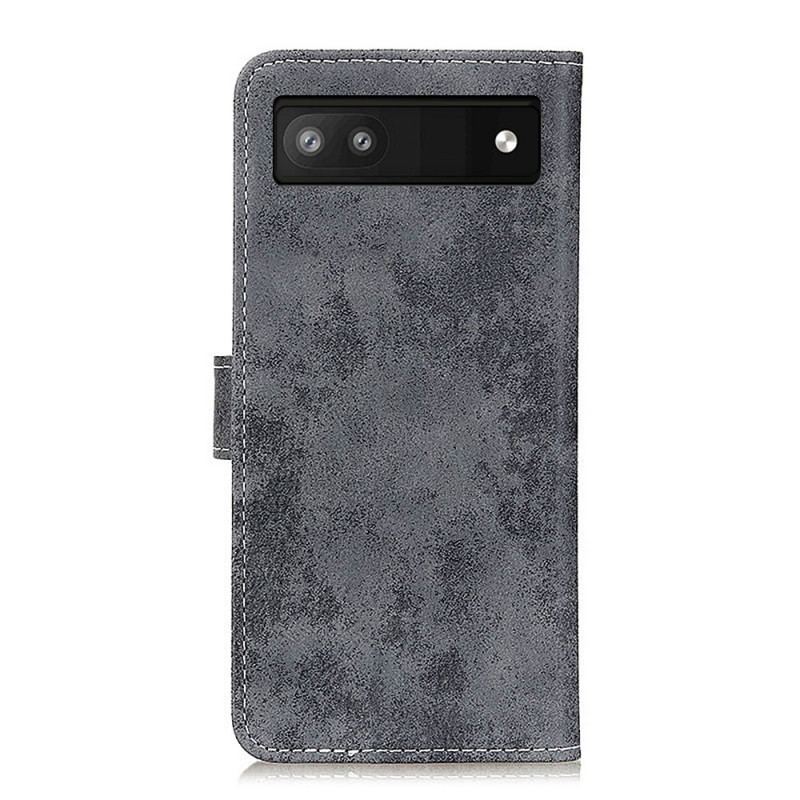 Capa Flip Para Google Pixel 6A Estilo Vintage De Couro