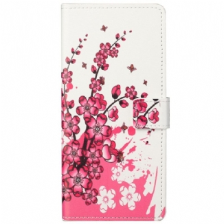 Capa Flip Para Google Pixel 6A Flores Tropicais