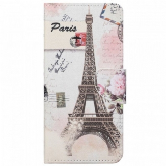 Capa Flip Para Google Pixel 6A Torre Eiffel Antiga