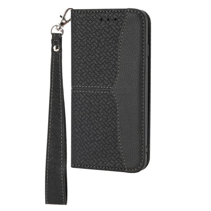 Capa Folio Para Google Pixel 6A De Cordão Estilo Tecido Tiras