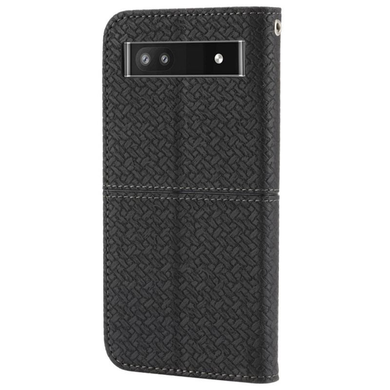 Capa Folio Para Google Pixel 6A De Cordão Estilo Tecido Tiras