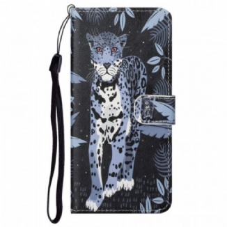 Capa Folio Para Google Pixel 6A De Cordão Leopardo Strappy