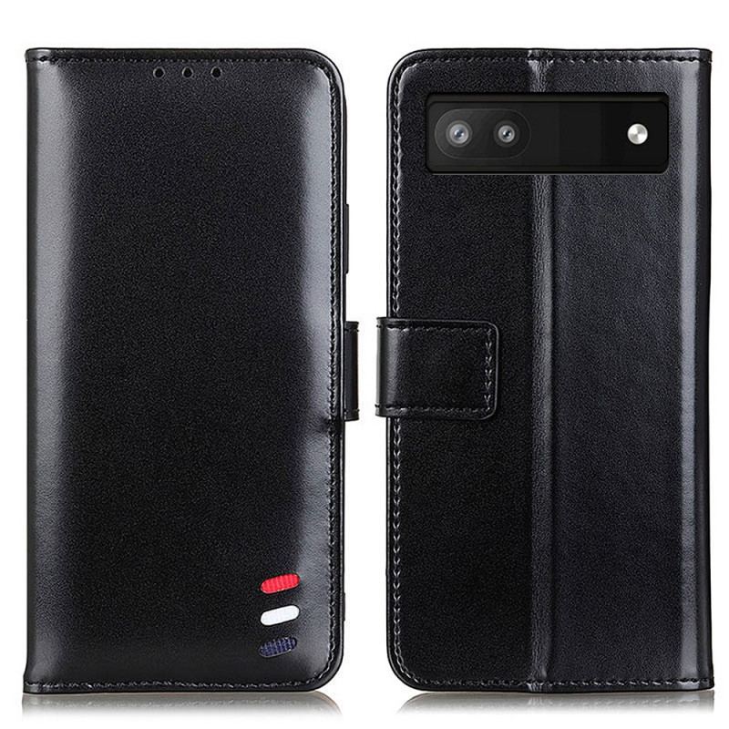 Capa Folio Para Google Pixel 6A Efeito Couro Tricolor