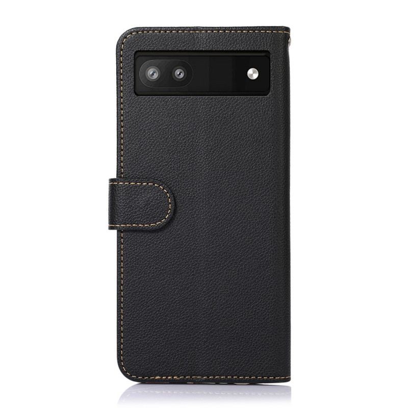 Capa Folio Para Google Pixel 6A Estilo Lichia Rfid Khazneh