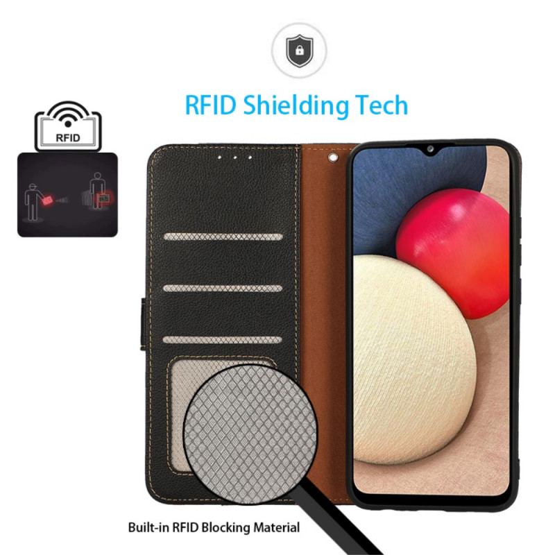 Capa Folio Para Google Pixel 6A Estilo Lichia Rfid Khazneh