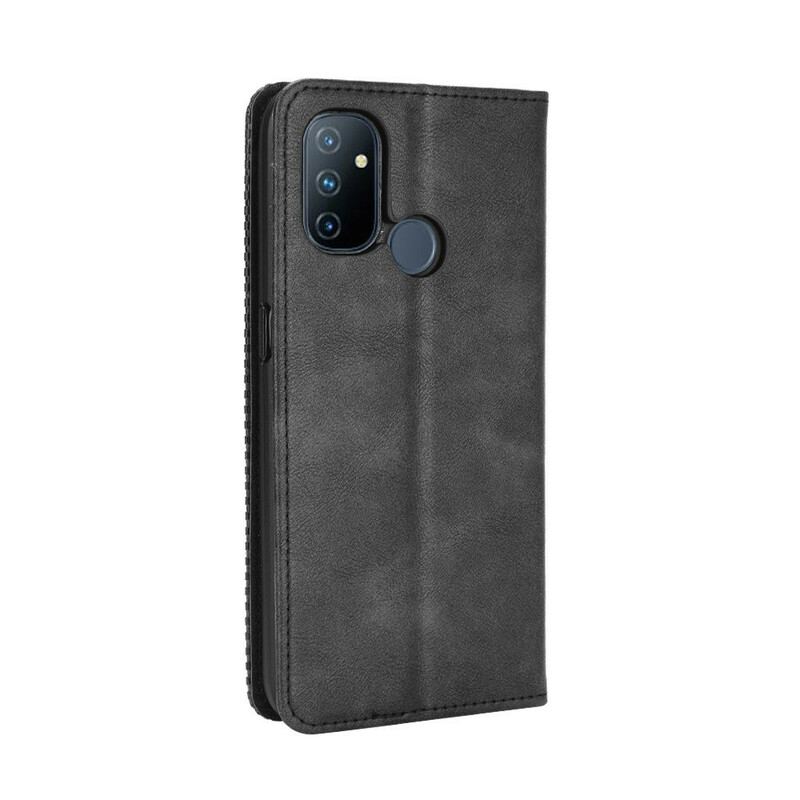 Capa De Celular Para OnePlus Nord N100 Flip Efeito Couro Vintage Estilizado