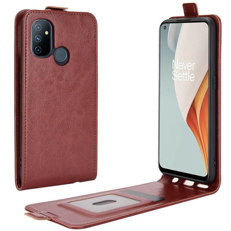 Capa De Couro Para OnePlus Nord N100 Flip Efeito De Couro Com Aba Vertical