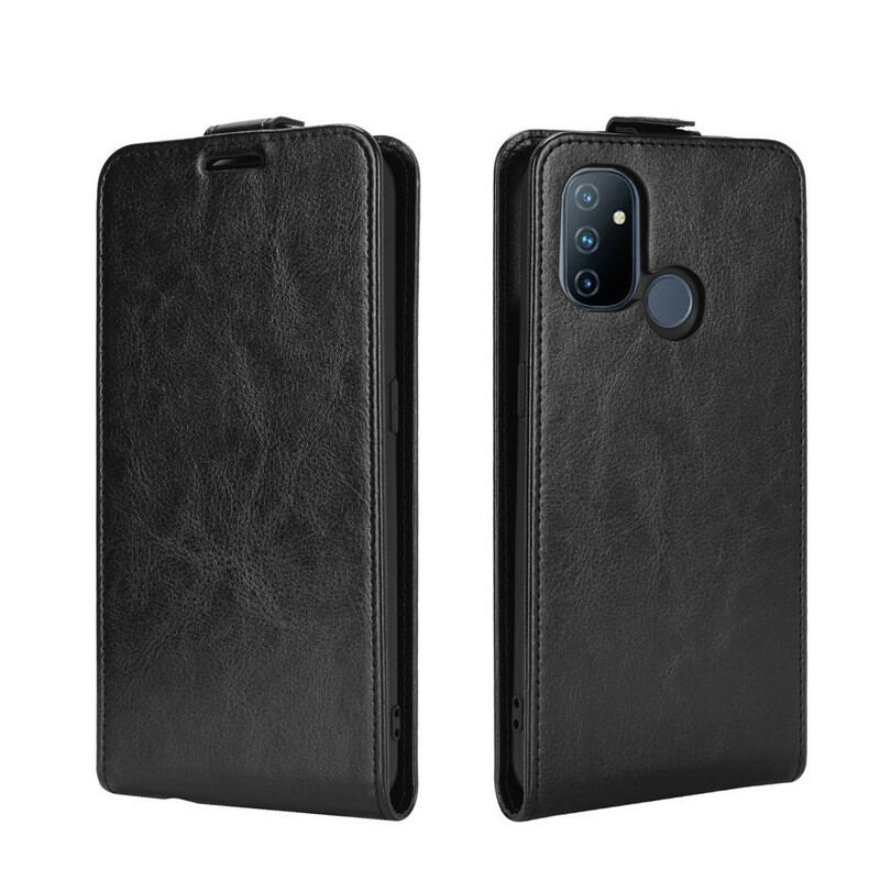 Capa De Couro Para OnePlus Nord N100 Flip Efeito De Couro Com Aba Vertical