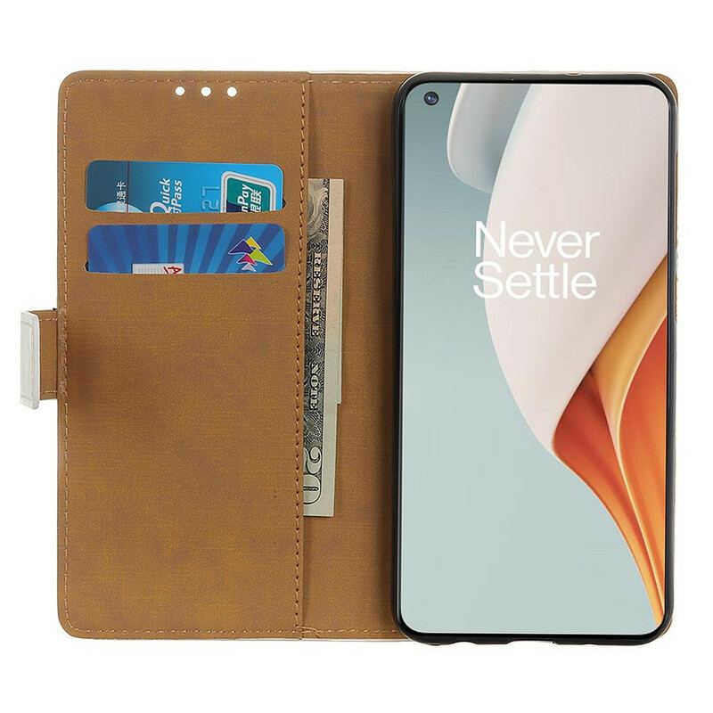 Capa De Couro Para OnePlus Nord N100 Gato Viajante