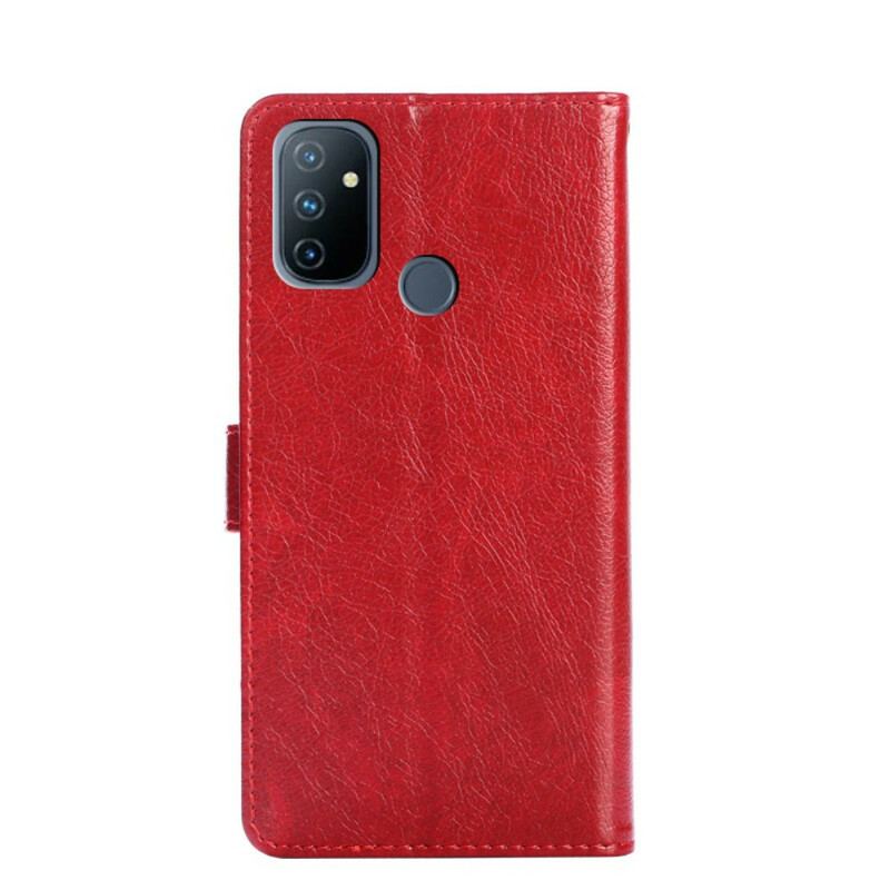 Capa De Couro Para OnePlus Nord N100 Porta-moedas Frontal E Cordão