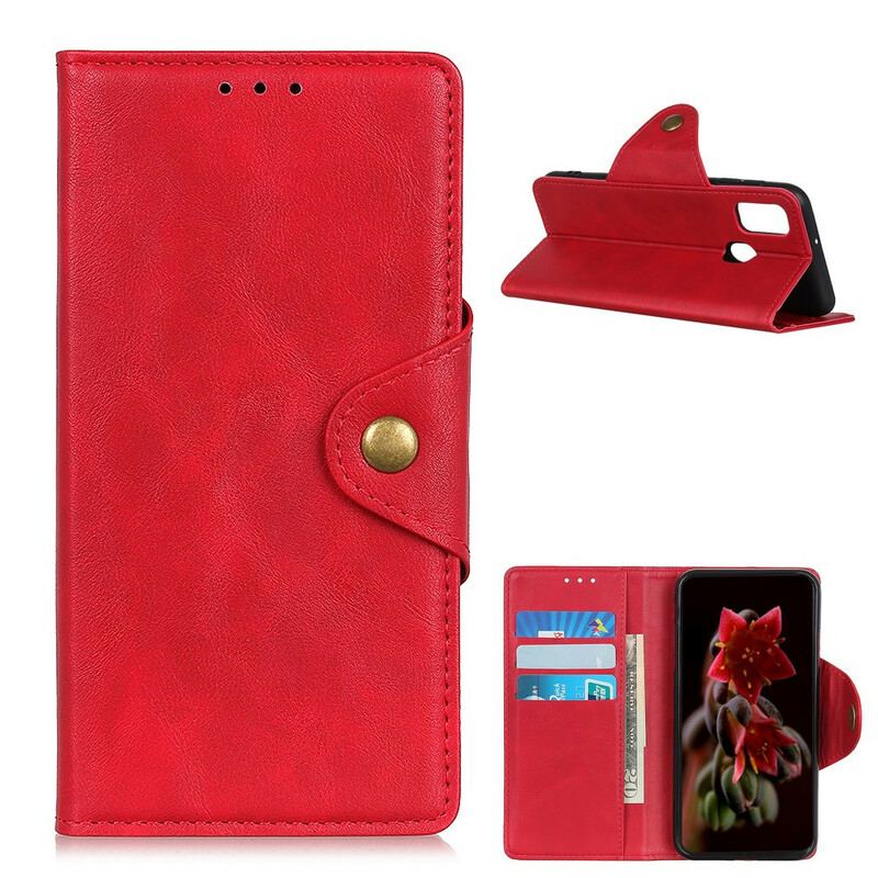 Capa Flip Para OnePlus Nord N100 Botão Decorativo De Couro Sintético