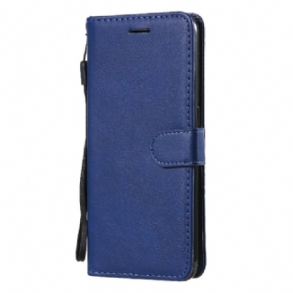 Capa Flip Para OnePlus Nord N100 De Cordão Efeito De Couro Com Tiras