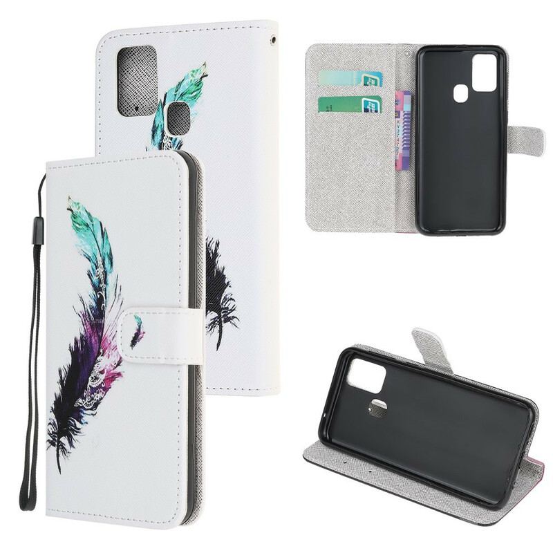 Capa Flip Para OnePlus Nord N100 De Cordão Pena Com Cordão