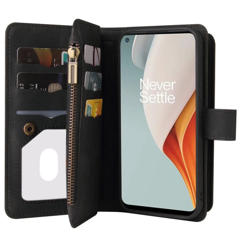 Capa Flip Para OnePlus Nord N100 Multifunções E Porta-cartões