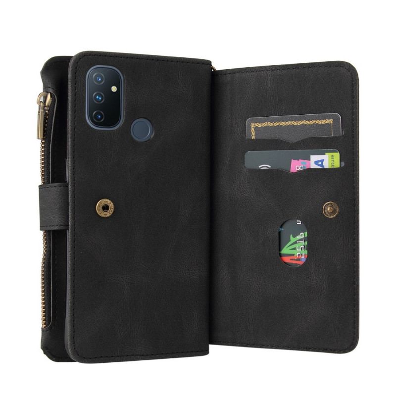 Capa Flip Para OnePlus Nord N100 Multifunções E Porta-cartões