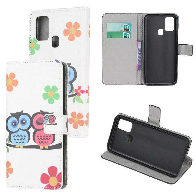 Capa Flip Para OnePlus Nord N100 Par De Corujas