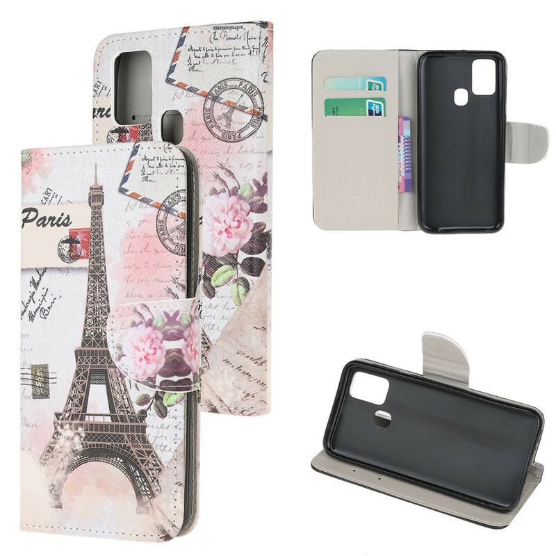 Capa Flip Para OnePlus Nord N100 Torre Eiffel Retrô