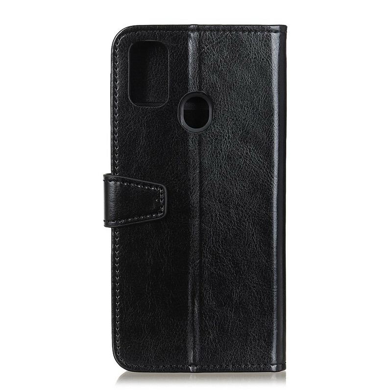 Capa Folio Para OnePlus Nord N100 Efeito Couro Brilhante Simples