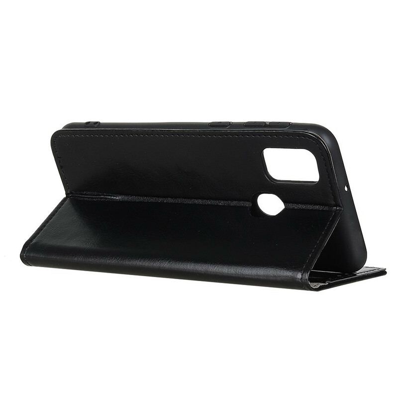 Capa Folio Para OnePlus Nord N100 Efeito Couro Brilhante Simples