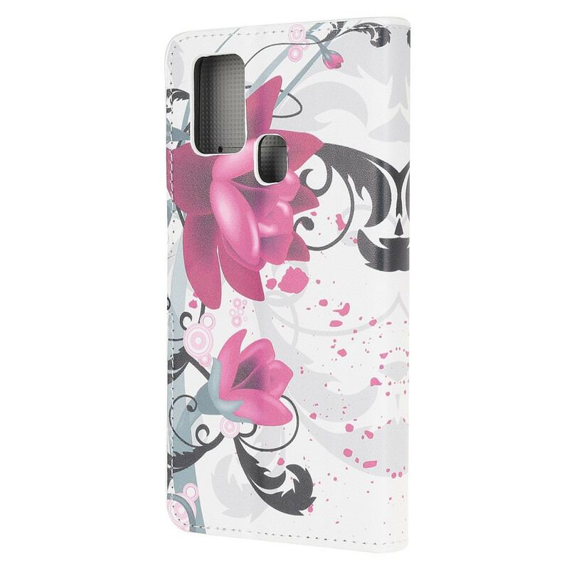 Capa Folio Para OnePlus Nord N100 Flores Tropicais