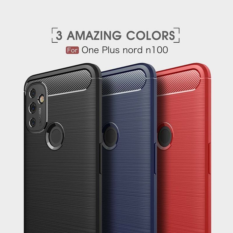 Capa Para OnePlus Nord N100 Fibra De Carbono Escovada