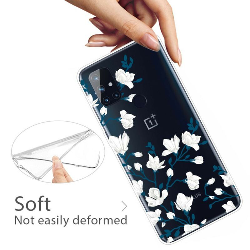 Capa Para OnePlus Nord N100 Flores Brancas