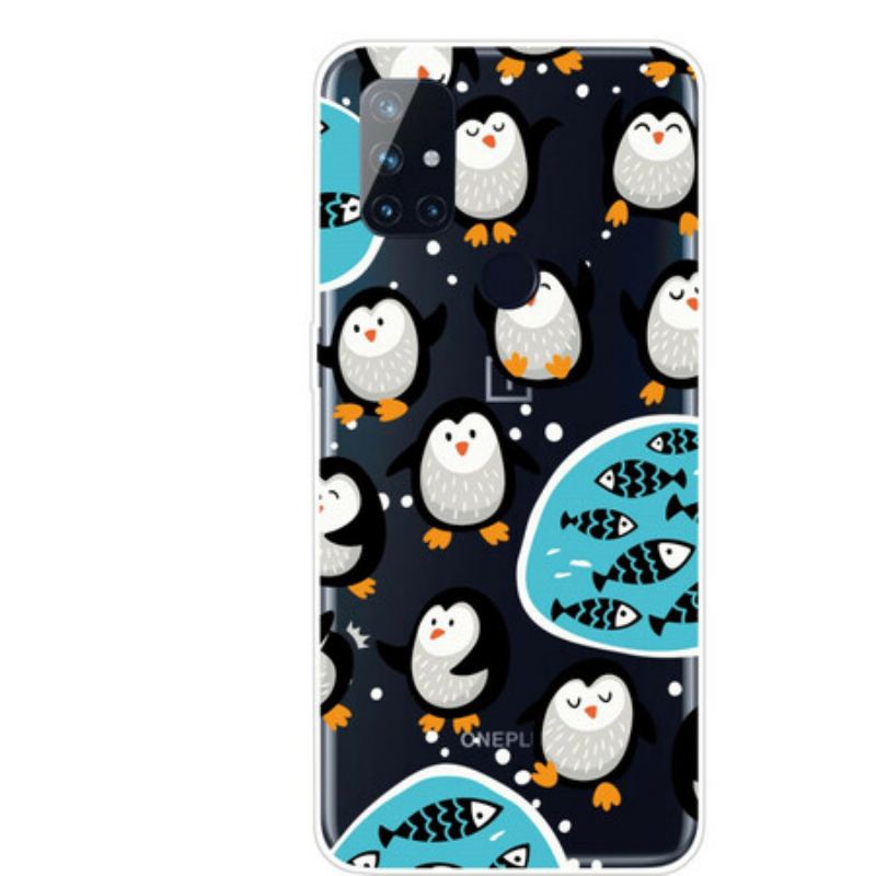 Capa Para OnePlus Nord N100 Pinguins E Peixes