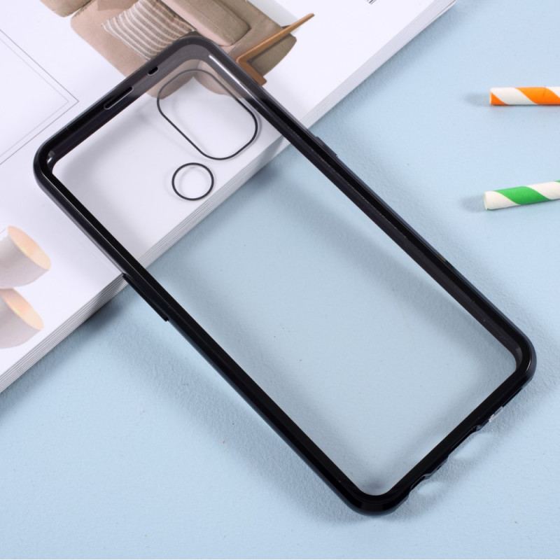 Capa Para OnePlus Nord N100 Vidro Temperado Frontal E Traseiro E Metal