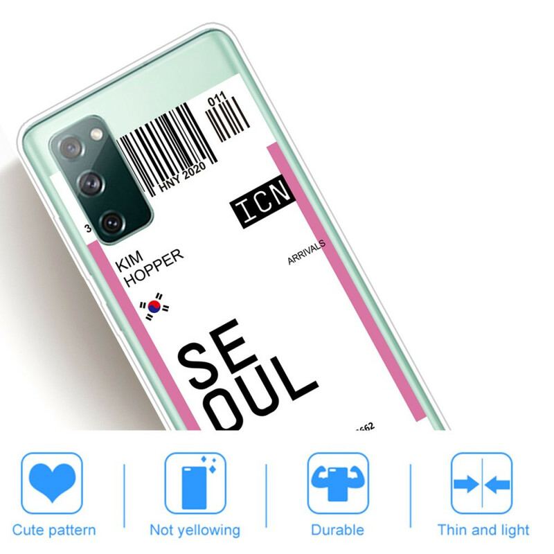 Capa De Celular Para Samsung Galaxy S20 FE Cartão De Embarque Em Seul