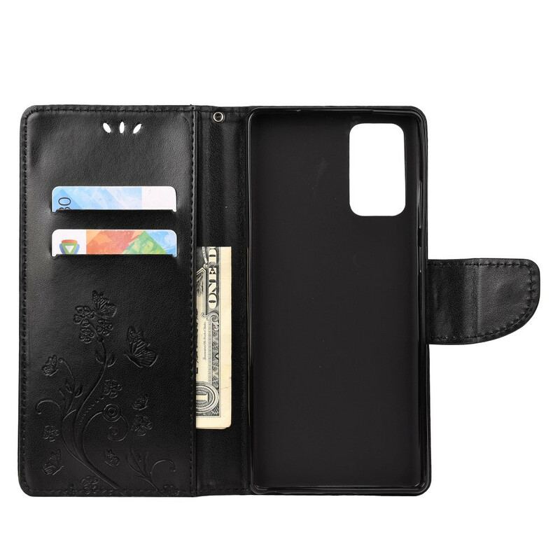 Capa De Couro Para Samsung Galaxy S20 FE Borboletas Encantadoras