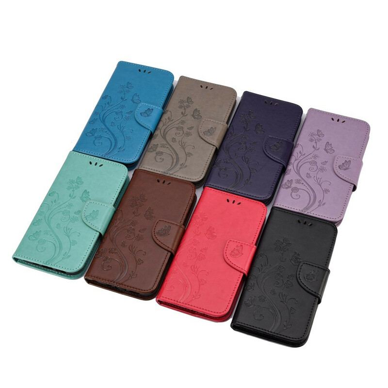 Capa De Couro Para Samsung Galaxy S20 FE Borboletas Encantadoras