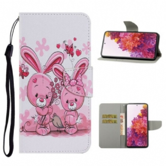 Capa De Couro Para Samsung Galaxy S20 FE Coelhos