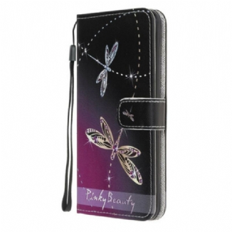 Capa De Couro Para Samsung Galaxy S20 FE De Cordão Libélulas Strappy