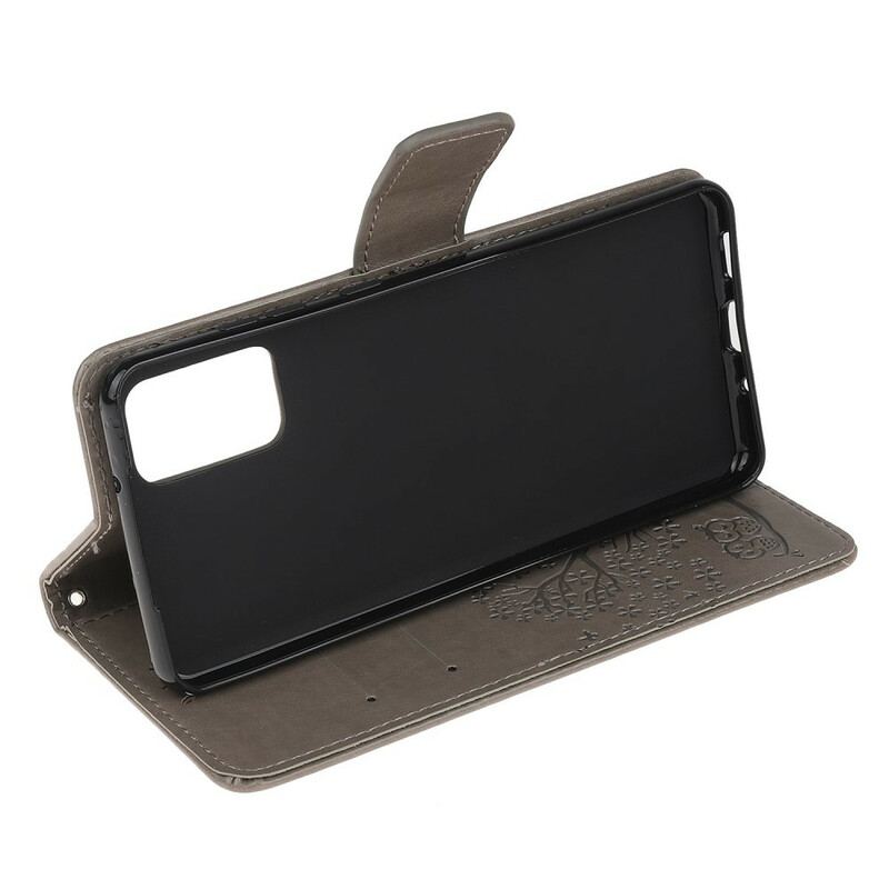 Capa De Couro Para Samsung Galaxy S20 FE De Cordão Tanga E Corujas