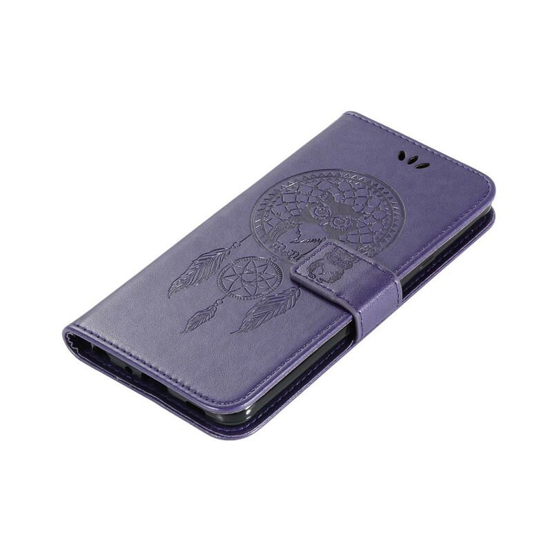 Capa De Couro Para Samsung Galaxy S20 FE Coruja Apanhador De Sonhos Efeito Couro