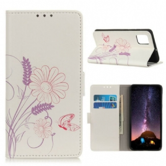 Capa De Couro Para Samsung Galaxy S20 FE Desenho De Borboletas E Flores