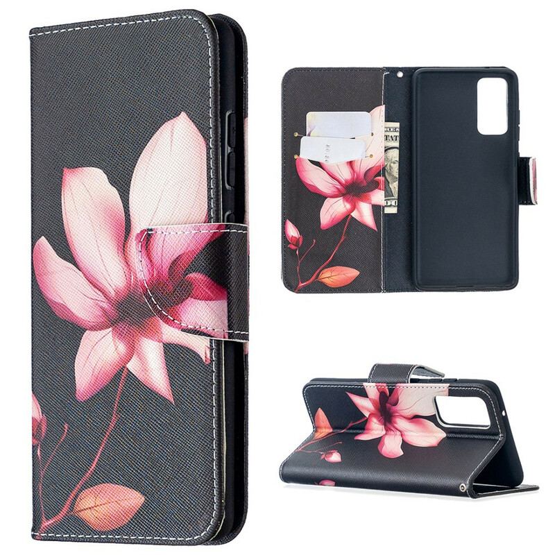 Capa De Couro Para Samsung Galaxy S20 FE Flor Rosa