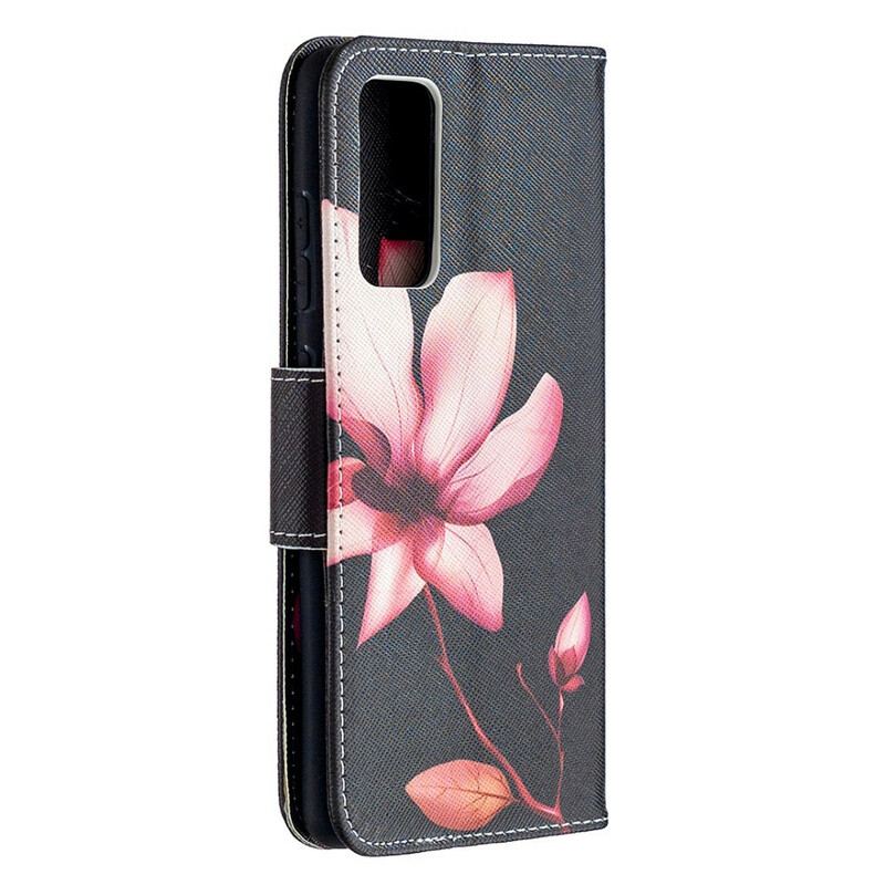 Capa De Couro Para Samsung Galaxy S20 FE Flor Rosa