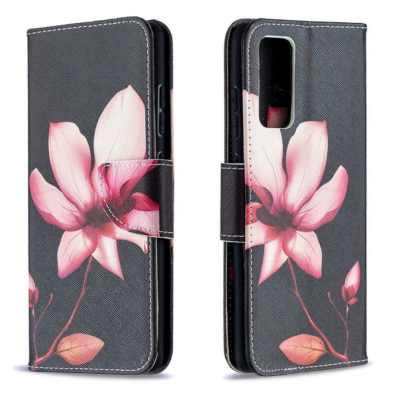 Capa De Couro Para Samsung Galaxy S20 FE Flor Rosa