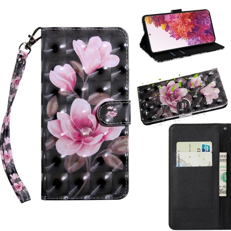 Capa De Couro Para Samsung Galaxy S20 FE Flores Em Flor