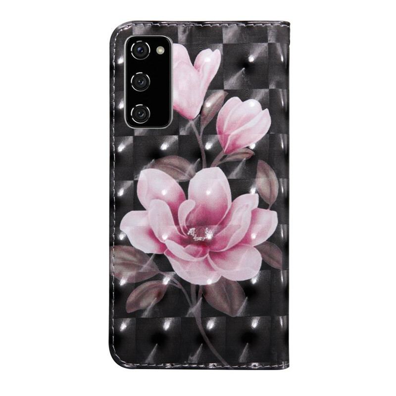 Capa De Couro Para Samsung Galaxy S20 FE Flores Em Flor