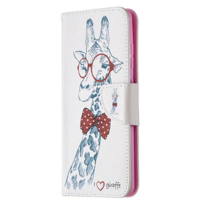 Capa De Couro Para Samsung Galaxy S20 FE Girafa Inteligente