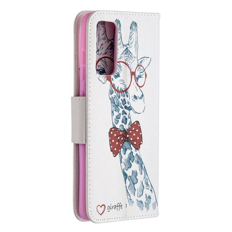 Capa De Couro Para Samsung Galaxy S20 FE Girafa Inteligente